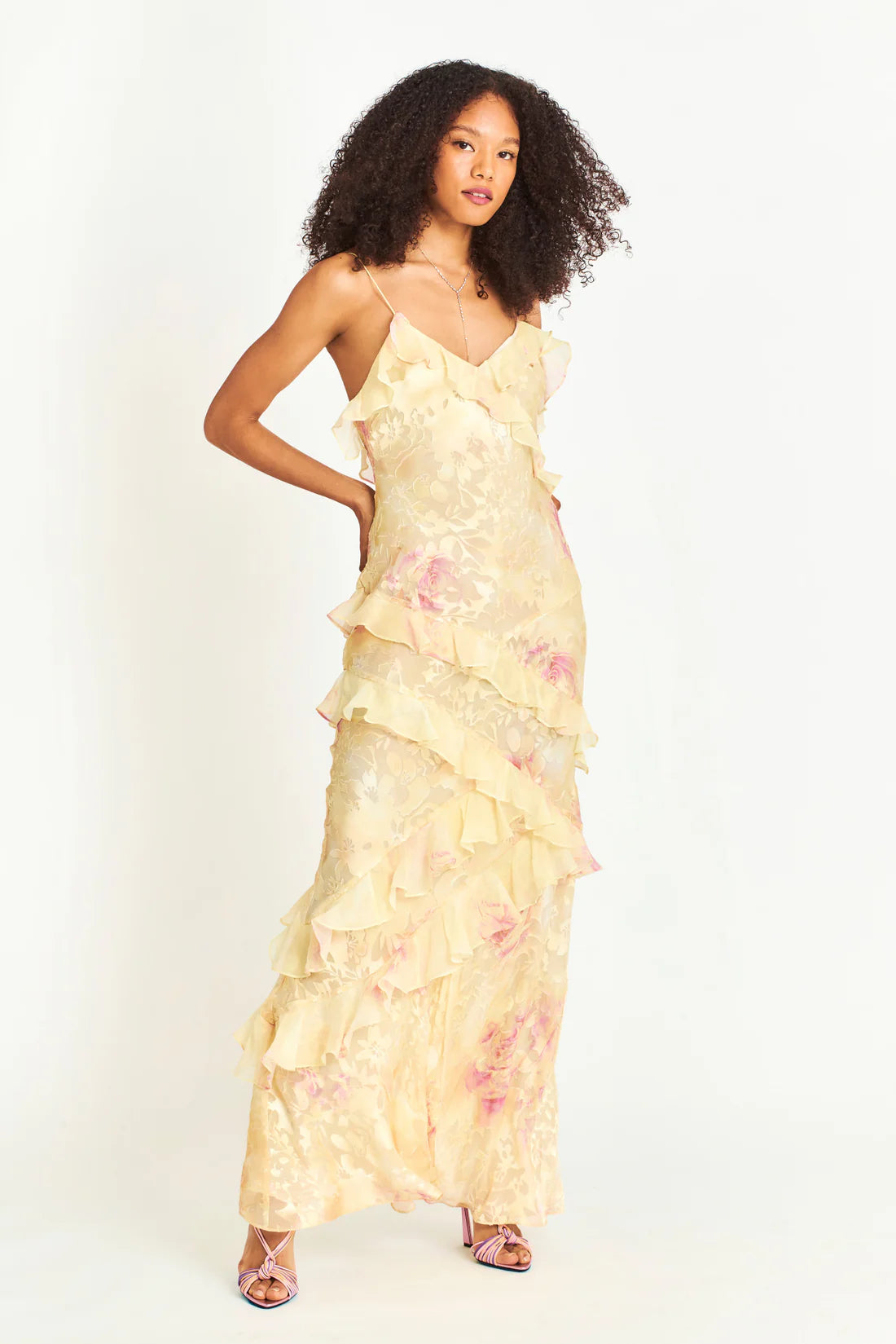 FLORAL CHIFFON MAXI DRESS