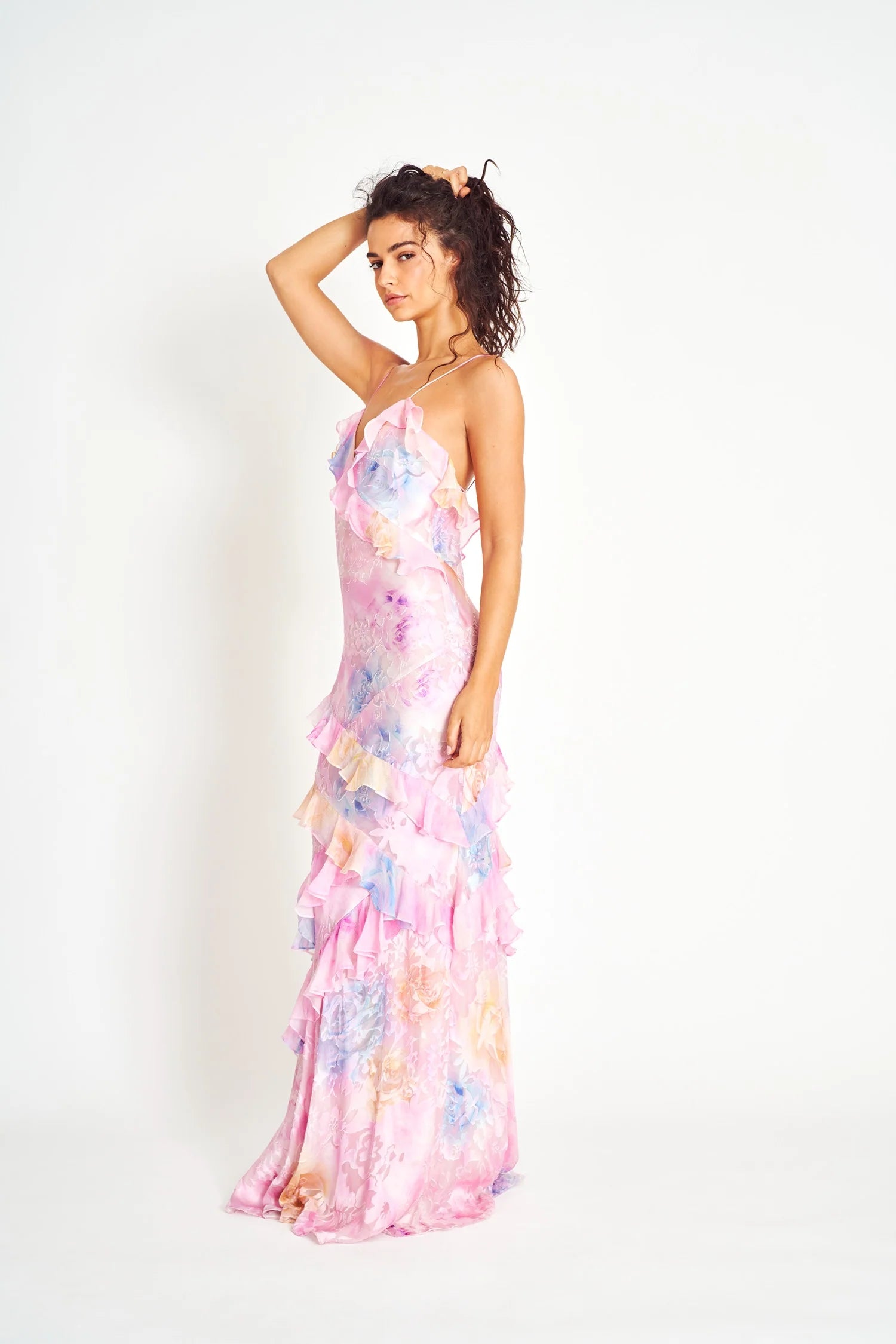 FLORAL CHIFFON MAXI DRESS