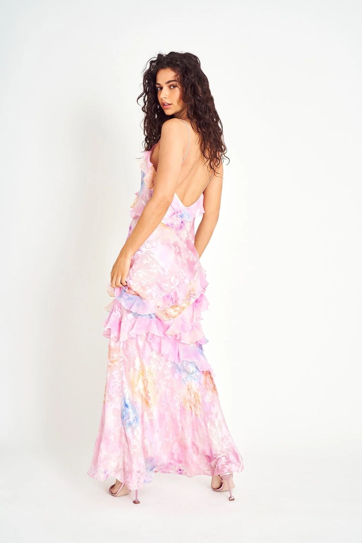 FLORAL CHIFFON MAXI DRESS